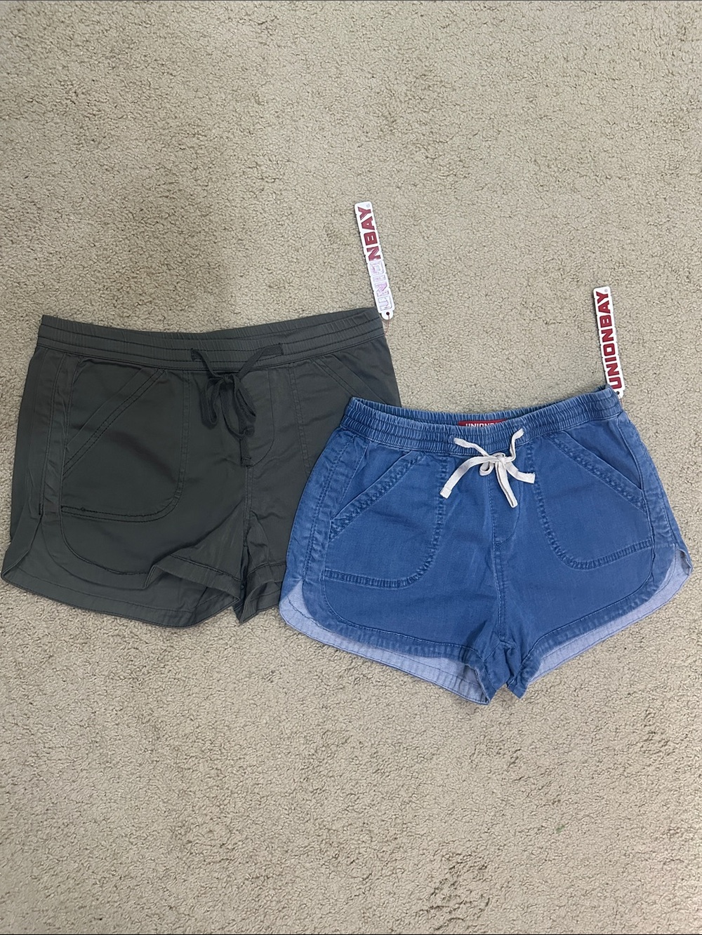 UNIONBAY Blue and Olive Drawstring Women's Athletic Shorts